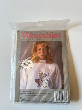 NEW NWT Vintage Huggable Women's White Cross Stitch Pattern and Kit 60307